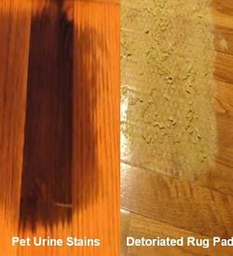 Floor stained by a latex rug pad